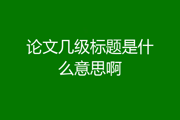 论文几级标题是什么意思啊