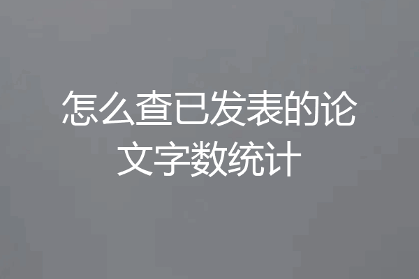 怎么查已发表的论文字数统计