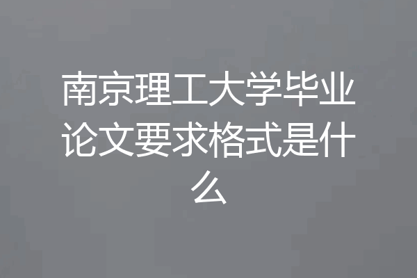 南京理工大学毕业论文要求格式是什么