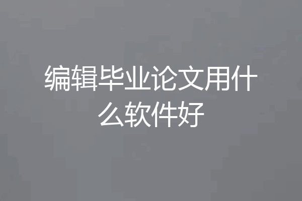 编辑毕业论文用什么软件好