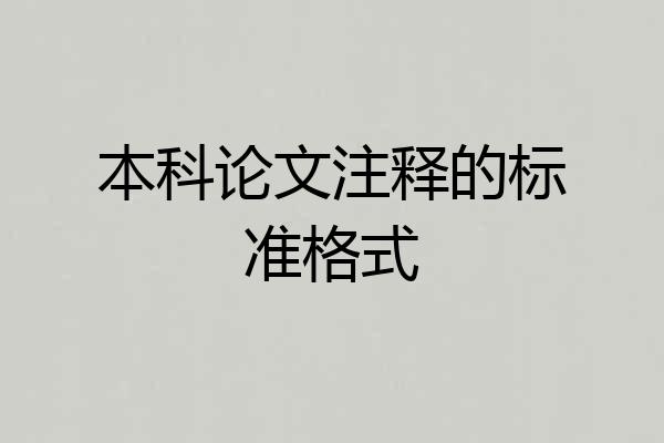 本科论文注释的标准格式