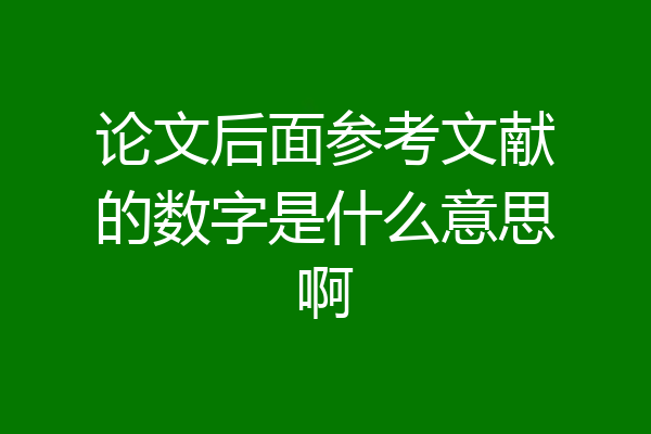 论文后面参考文献的数字是什么意思啊