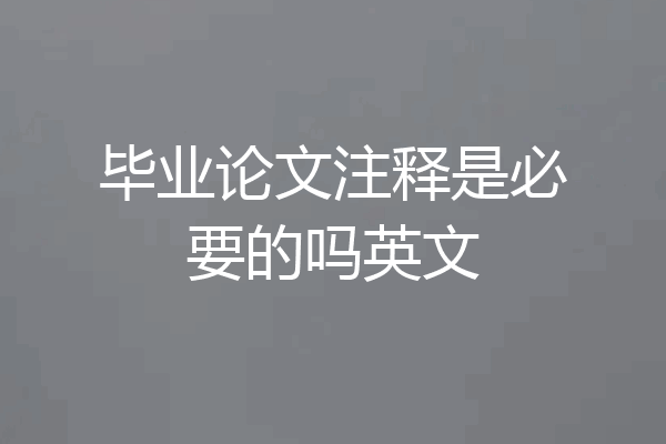 毕业论文注释是必要的吗英文