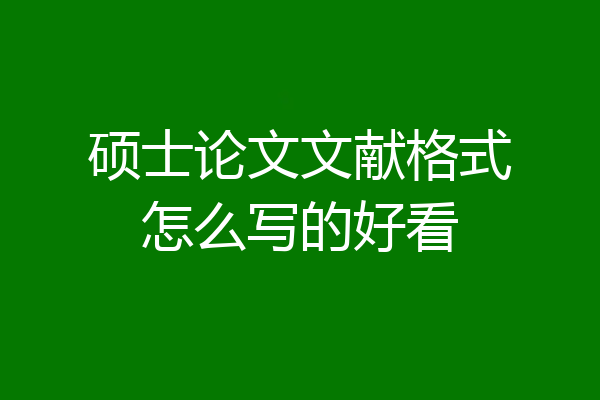 硕士论文文献格式怎么写的好看