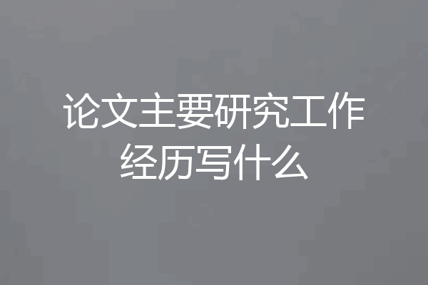 论文主要研究工作经历写什么