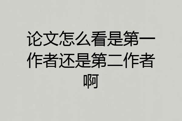论文怎么看是第一作者还是第二作者啊