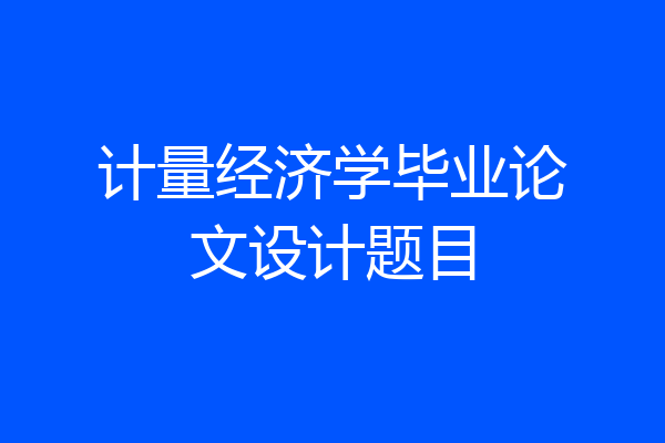 计量经济学毕业论文设计题目