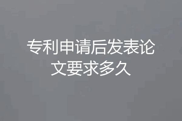 专利申请后发表论文要求多久