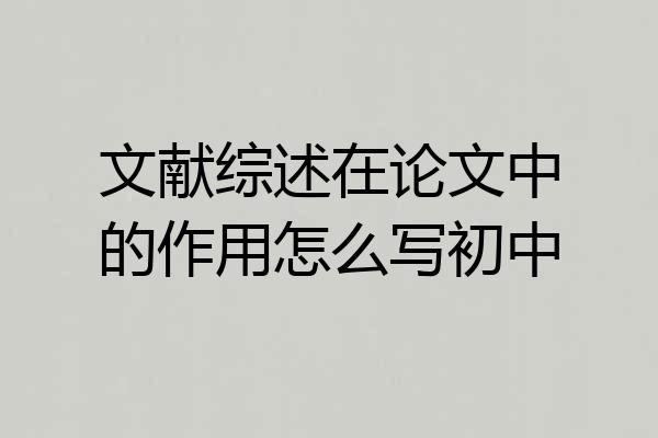 文献综述在论文中的作用怎么写初中