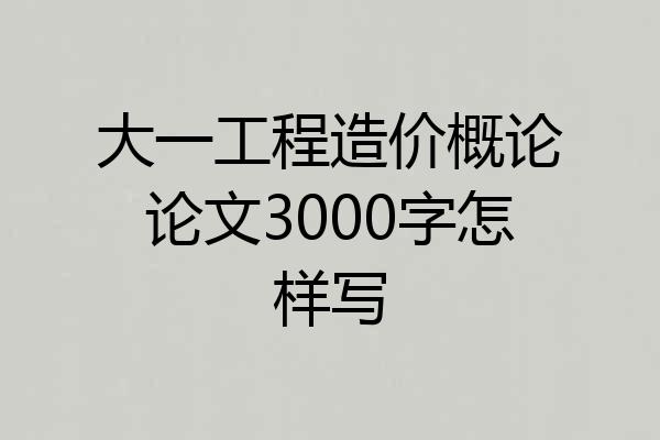 大一工程造价概论论文3000字怎样写