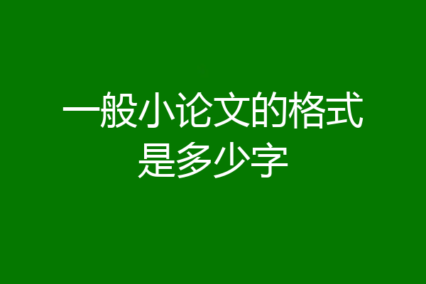 一般小论文的格式是多少字