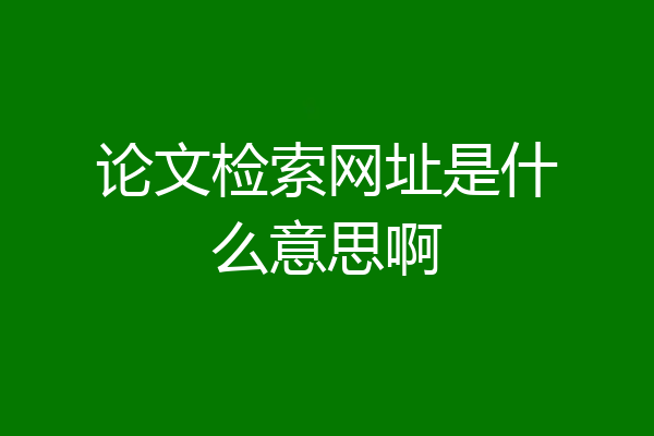 论文检索网址是什么意思啊
