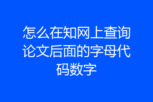 怎么在知网上查询论文后面的字母代码数字