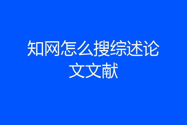 知网怎么搜综述论文文献
