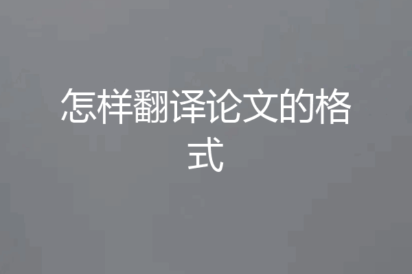 怎样翻译论文的格式