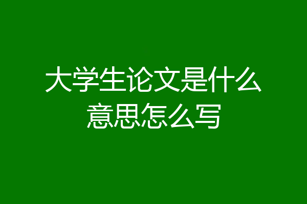 大学生论文是什么意思怎么写