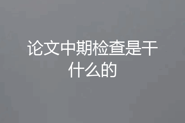 论文中期检查是干什么的