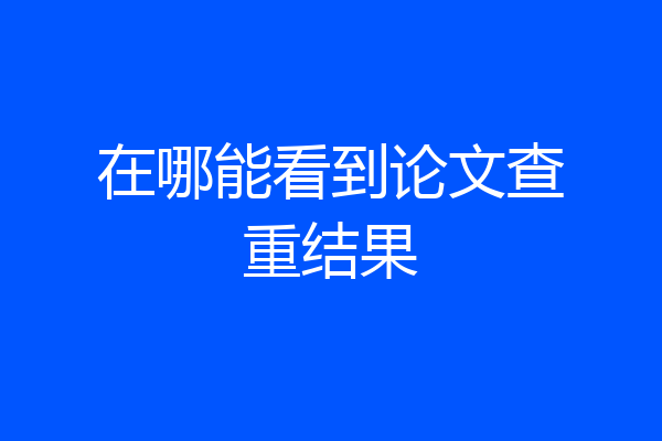 在哪能看到论文查重结果