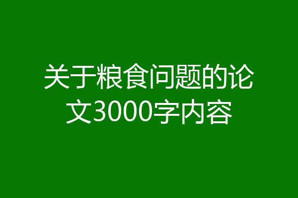 关于粮食问题的论文3000字内容