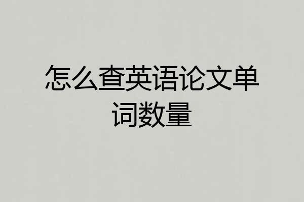 怎么查英语论文单词数量