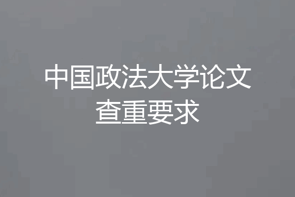 中国政法大学论文查重要求