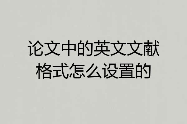 论文中的英文文献格式怎么设置的