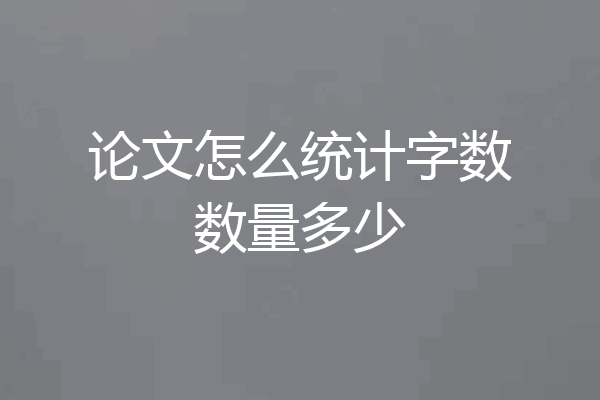 论文怎么统计字数数量多少