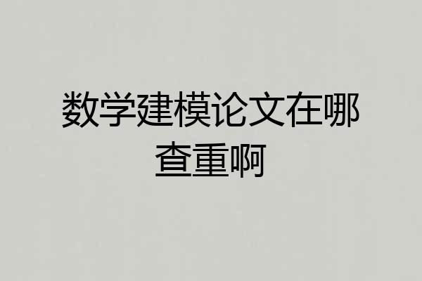 数学建模论文在哪查重啊