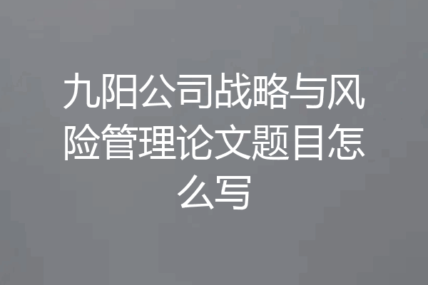 九阳公司战略与风险管理论文题目怎么写