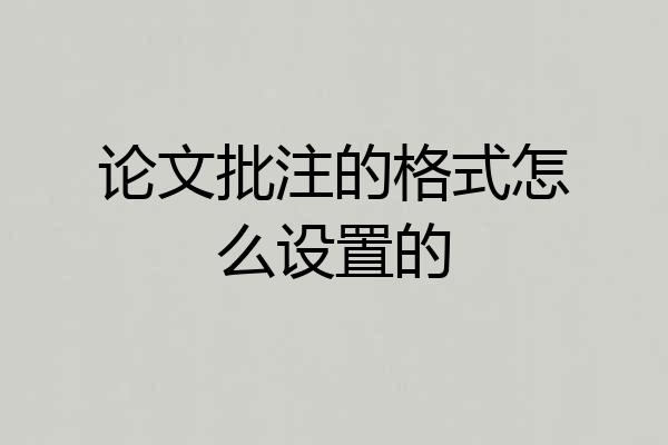 论文批注的格式怎么设置的