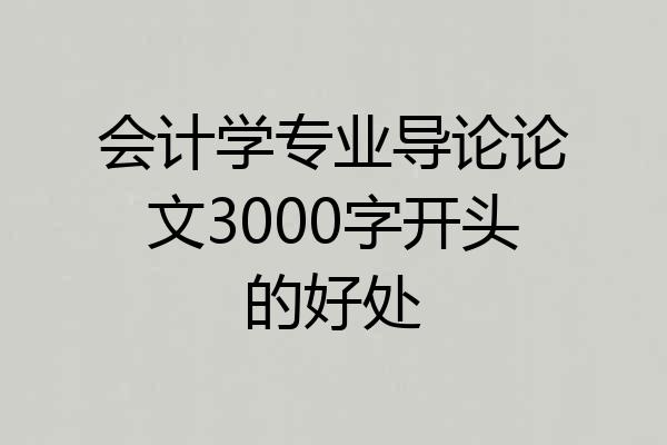 会计学专业导论论文3000字开头的好处