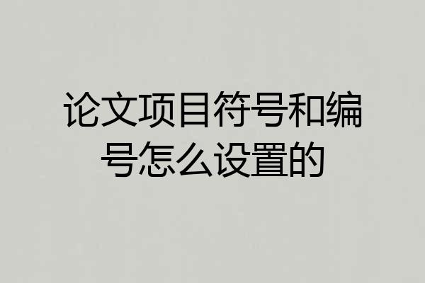 论文项目符号和编号怎么设置的