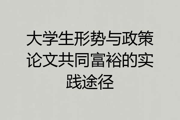 大学生形势与政策论文共同富裕的实践途径