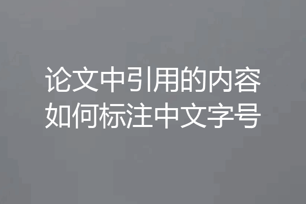 论文中引用的内容如何标注中文字号