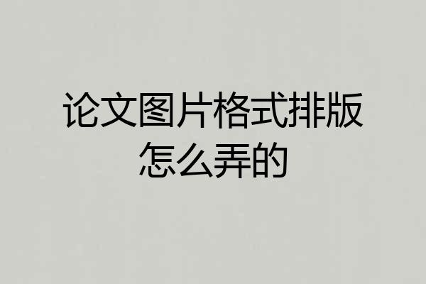 论文图片格式排版怎么弄的