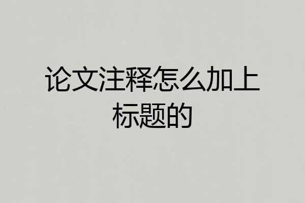 论文注释怎么加上标题的