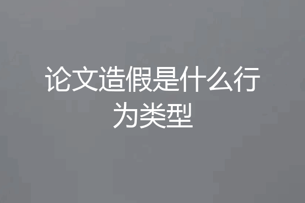 论文造假是什么行为类型