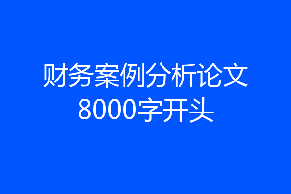 财务案例分析论文8000字开头