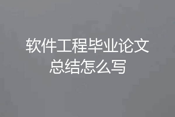 软件工程毕业论文总结怎么写