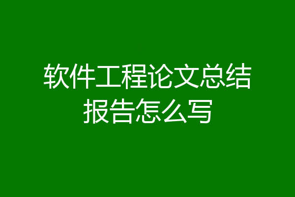 软件工程论文总结报告怎么写