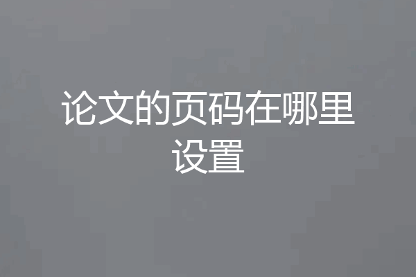 论文的页码在哪里设置