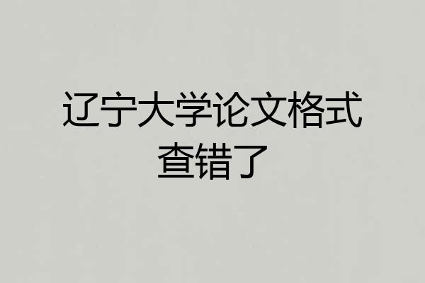 辽宁大学论文格式查错了