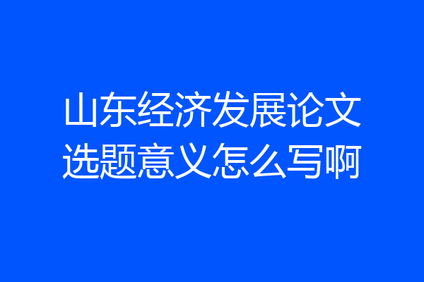 山东经济发展论文选题意义怎么写啊