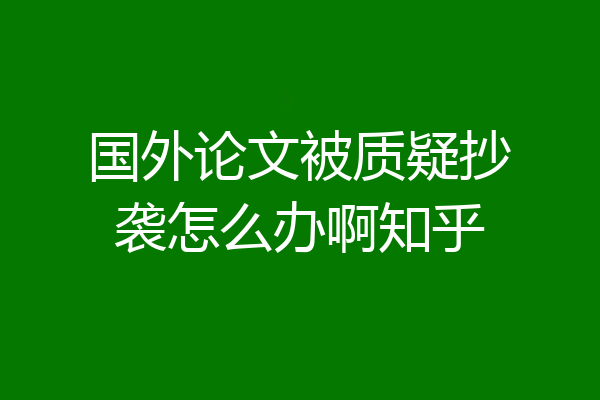 国外论文被质疑抄袭怎么办啊知乎