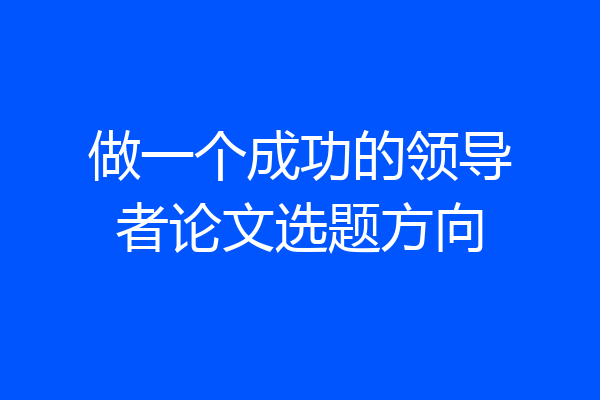 做一个成功的领导者论文选题方向