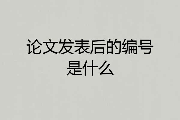 论文发表后的编号是什么