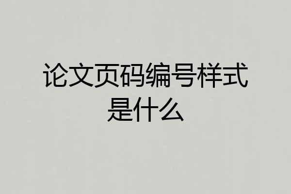 论文页码编号样式是什么