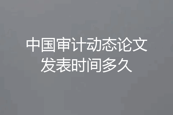 中国审计动态论文发表时间多久