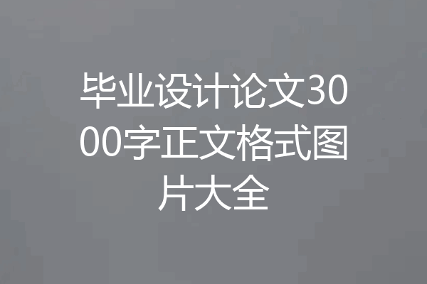毕业设计论文3000字正文格式图片大全