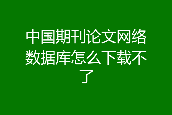 中国期刊论文网络数据库怎么下载不了